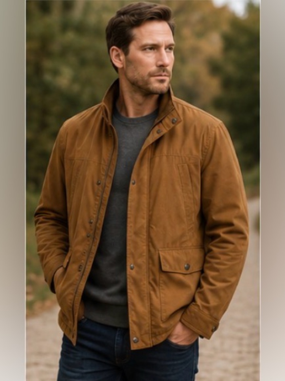 Brice Men's Field Jacket in Caramel Brown